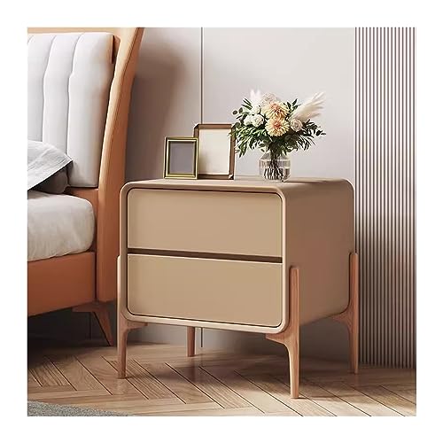 NightStands Minimalistischer Schlafzimmer-Nachttisch, kleiner Holzschrank mit doppelten Schubladen (Khaki, mittel) von CAOJLjiaxiang-2012