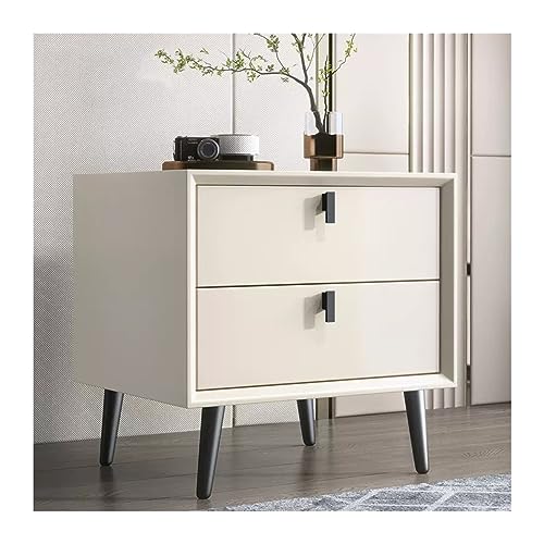 NightStands Nachttisch aus Holz, modern, einfach, Schlafzimmer, Doppelschublade, Nachttisch, klein, einfarbig, erhöhte Schrankbeine, Möbel (weiß, groß) von CAOJLjiaxiang-2012