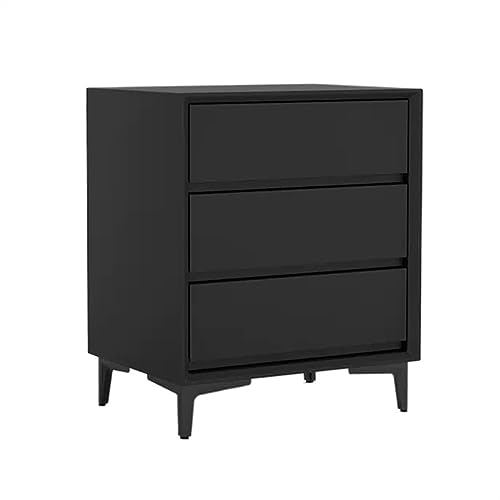 NightStands Nachttisch im Vintage-Stil, minimalistisch, Holz, einfarbig, Nachttisch, Aufbewahrung, drei Schubladen, großes Fassungsvermögen, Möbel (schwarz) von CAOJLjiaxiang-2012