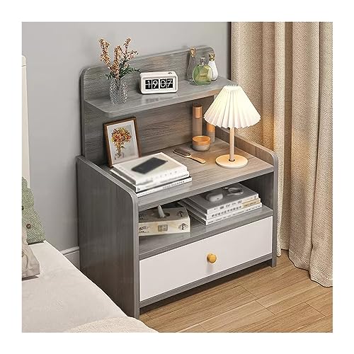 NightStands Nachttisch mit einer Schublade, mehrschichtiger Stauraum, Nachttisch, schlichtes Holz, Möbel, klein (Grau) von CAOJLjiaxiang-2012