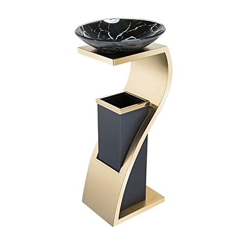 Outdoor-Mülleimer für den Innen- und Außenbereich, Edelstahl-Mülleimer mit herausnehmbarem Inneneimer und oberer Ablage, kommerzieller Abfalleimer für Büro, Hotel, Outdoor, Mülleimer (Gold) von CAOJLjiaxiang-2012
