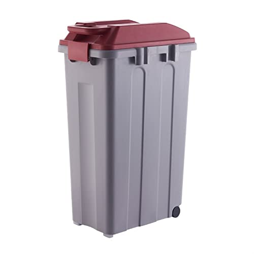 Outdoor-Mülleimer mit Abdeckung, großes Fassungsvermögen, 25/35/45 l Mülleimer mit 2 Rädern, für den Innen- und Außenbereich, 35 l, Rot von CAOJLjiaxiang-2012