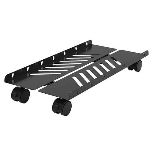 PC-Tower-Ständer, rollender CPU-Ständer, verstellbarer mobiler PC-Tower-Ständer, schwarzer Stahl, erweiterbarer PC-Host-Gehäuseständer mit Lenkrollen, passend für die meisten Gaming-PC-Gehäuse von CAOJLjiaxiang-2012