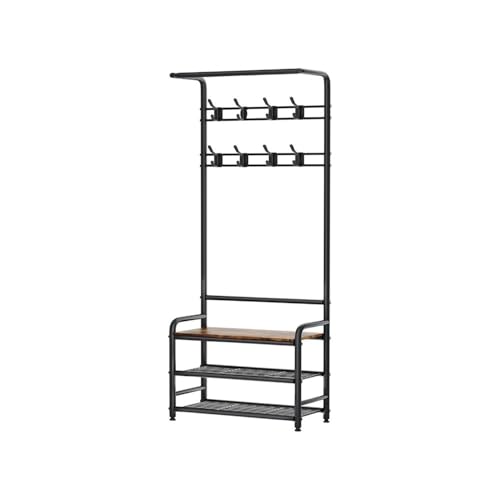 Portemanteau sur pied Garderobenständer Flur Baum mit Schuhbank für Eingangsbank 3-stöckige Ablagen, 1 Hängestange und 8 Haken Portemanteau sur pied von CAOJLjiaxiang-2012