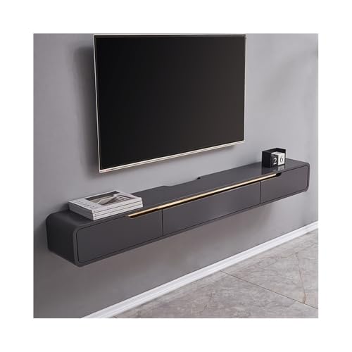 Schwebende TV-Konsole, moderner, schwimmender TV-Ständer, Wandmontage, TV-Konsole mit Klapptür-Schrank und 2 Schubladen, platzsparendes schwimmendes Unterhaltungszentrum, schwimmender TV-Ständer aus von CAOJLjiaxiang-2012