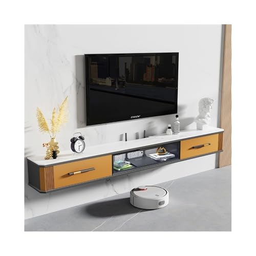 Schwimmende TV-Konsole, schwimmende TV-Einheit unter dem Fernseher mit großem Stauraum, moderne, luxuriöse schwimmende Medienkonsole mit Klapptür aus Glas und Felsplatte, 4 Farben, schwimmender Schwimmende TV-Konsole, schwimmende TV-Einheit unter dem Fernseher mit großem Stauraum, moderne, luxuriöse schwimmende Medienkonsole mit Klapptür aus Glas und Felsplatte, 4 Farben, schwimmender von CAOJLjiaxiang-2012