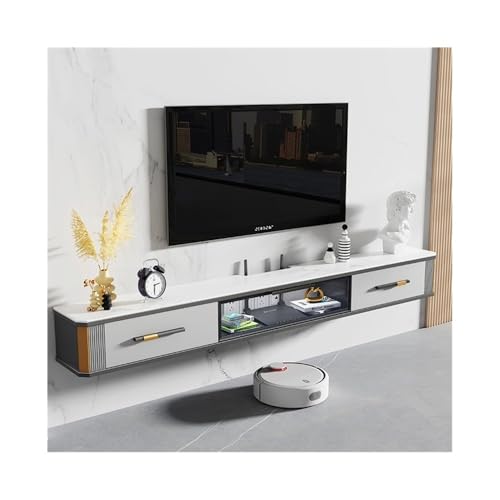 Schwimmende TV-Konsole, schwimmende TV-Einheit unter dem Fernseher mit großem Stauraum, moderne, luxuriöse schwimmende Medienkonsole mit Klapptür aus Glas und Felsplatte, 4 Farben, schwimmender Schwimmende TV-Konsole, schwimmende TV-Einheit unter dem Fernseher mit großem Stauraum, moderne, luxuriöse schwimmende Medienkonsole mit Klapptür aus Glas und Felsplatte, 4 Farben, schwimmender von CAOJLjiaxiang-2012