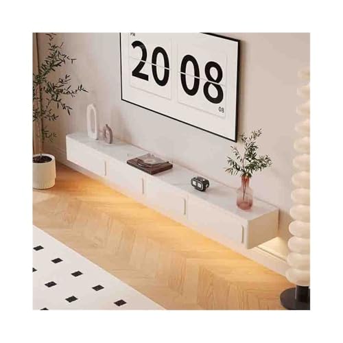 Schwimmende TV-Konsole, schwimmender TV-Ständer, cremeweiß, wandmontiert, schwimmendes Unterhaltungszentrum für Unterfernseher, moderner TV-Ständer mit LED-Licht für Zuhause, Wohnzimmer, schwimmender Schwimmende TV-Konsole, schwimmender TV-Ständer, cremeweiß, wandmontiert, schwimmendes Unterhaltungszentrum für Unterfernseher, moderner TV-Ständer mit LED-Licht für Zuhause, Wohnzimmer, schwimmender von CAOJLjiaxiang-2012