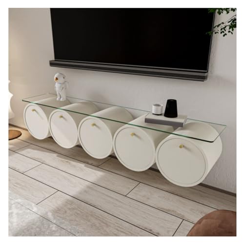 Schwimmende TV-Konsole Kreativer schwimmender TV-Ständer Wandmontage mit Glas-Tischplatte, schwimmender TV-Schrank, moderne schwimmende Medienkonsole mit 5 Aufbewahrungsschubladen, Schrank für Schwimmende TV-Konsole Kreativer schwimmender TV-Ständer Wandmontage mit Glas-Tischplatte, schwimmender TV-Schrank, moderne schwimmende Medienkonsole mit 5 Aufbewahrungsschubladen, Schrank für von CAOJLjiaxiang-2012