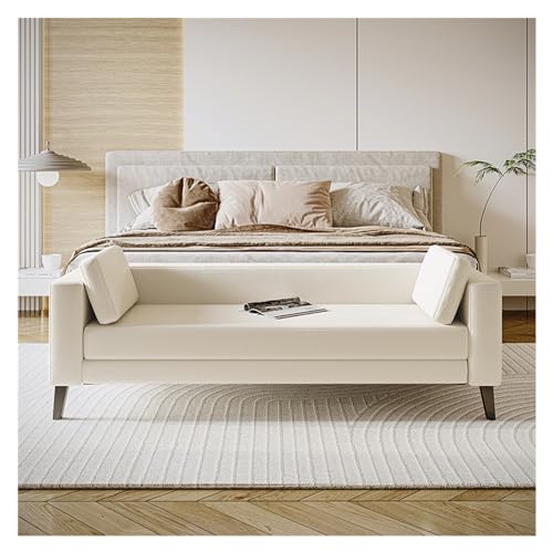 Sitzbank aus Stoff für Schlafzimmer am Ende des Bettes, moderne, gepolsterte Ottomane, lange Eingangsbank für Badezimmer, Wohnzimmer, Diele, Fußbank (weiß) von CAOJLjiaxiang-2012