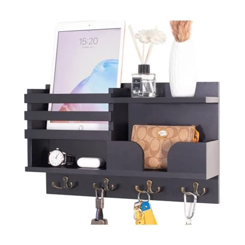 Wandgarderobe mit Wandhaken aus Holz, Schlüsselkasten mit 4 Doppelhaken, Wandmontage, handgefertigtes Regal zum Aufhängen von Mänteln, Jacken, Kleidung, Hüten, Haken von CAOJLjiaxiang-2012
