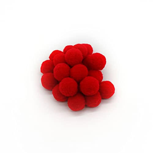 Bastel Pompons Klein,50 Stück Kunstpelz Pom Pom Bälle, 3 Cm Kunstfell Pompon Fellbommel Pompon Fellpompon Bommel Abnehmbare DIY Pelz Pom Poms Für Mützen Tasche Dekoration (rot) von CAOMEI