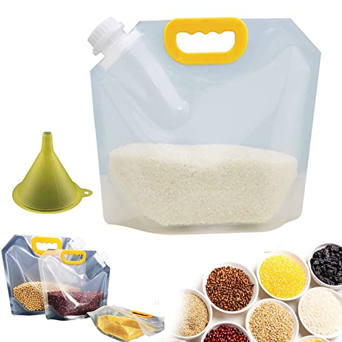 CAOMEI 10 Stück Aufbewahrungstasche für Getreide, 1.5L BPA-frei Wiederverwendbare Küche Luftdicht Vorratsbehälter mit Trichter, Frischhaltedosen für Getreide, Trockenfutter, Tiernahrung usw. von CAOMEI