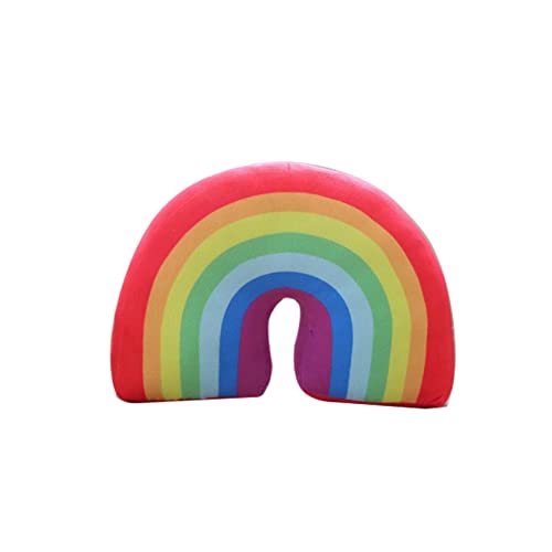 CAOMEI Regenbogen Kissen U Form, 35 cm Regenbogen Kissen Für Mädchen Kinder Bett Dekoration Kissen Bogenform Gefüllt Plüsch Sofa Stühle Wurfkissen (rot) von CAOMEI