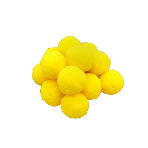 Pom Pom Balls,50 Stück Kunstpelz Pom Pom Bälle, 3 Cm Kunstfell Pompon Fellbommel Pompon Fellpompon Bommel Abnehmbare DIY Pelz Pom Poms Für Mützen Tasche Dekoration (gelb) von CAOMEI