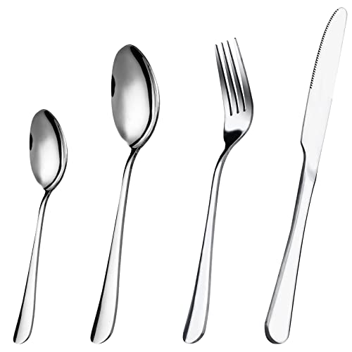 CAOPAOTI Besteck Set 6 Personen, 24-teilig Modern Besteckset, Edelstahl Messer Und Gabel Löffel Essbesteck Set, Spülmaschinenfest von CAOPAOTI