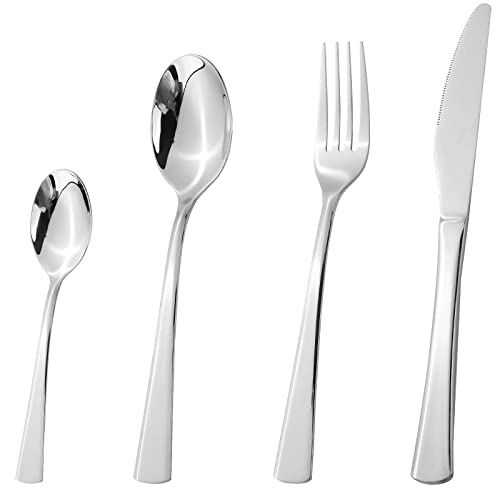 CAOPAOTI Besteckset 6 Personen, Modern Besteck Set 24 teilige mit Messer Gabel Löffel, Edelstahl Essbesteck Sets für Restaurant, Hochglanzpoliert & Spülmaschinenfest von CAOPAOTI