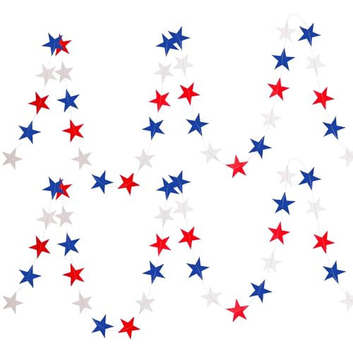 CAOQAO 8 patriotische Sterne für den 4. Juli, Grill-Gedenktag, Veteranentag, Party, Unabhängigkeitstag, Feier des Arbeitstags, Feiertagsdekorationen, Rot, Weiß, Blau (Blue, One Size) von CAOQAO
