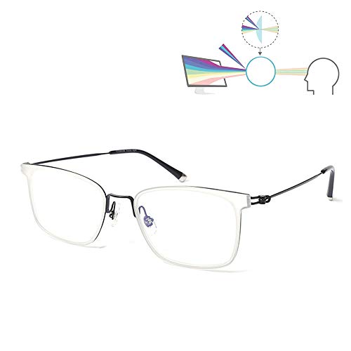 CAOXN Anti Blaues Licht Blocking Lesebrille, Legierungsrahmen Männer Computer-Blu-Ray-Schutzbrillen Brillen Optische Brillen Mit Dioptrien 1,0-3,0,Durchsichtig,+2.00 von CAOXN