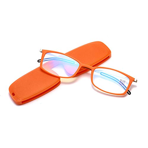 CAOXN Anti Blaulicht Lesebrille Ultra Thin Full Frame Unisex Lesebrille Presbyopie Hyperopie Optische Brillen Mit Dioptrien +1.00 +3.00 Zu,Orange,+2.00 von CAOXN
