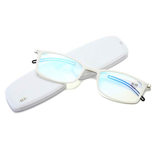 CAOXN Anti Blaulicht Lesebrille Ultra Thin Full Frame Unisex Lesebrille Presbyopie Hyperopie Optische Brillen Mit Dioptrien +1.00 +3.00 Zu,Weiß,+1.00 von CAOXN