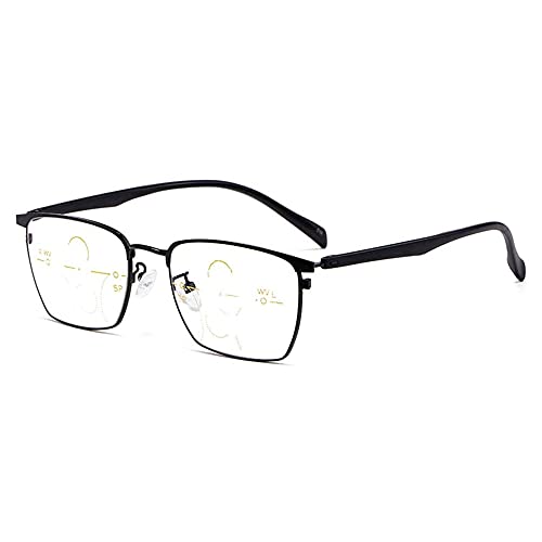 CAOXN High-Definition-Anti-Strahlungs-Computer-Lesebrille Herren-Reintitan-Halbrahmen-Business-Reader-Dioptrie +1,0 Bis +3,0,Schwarz,+1.50 von CAOXN