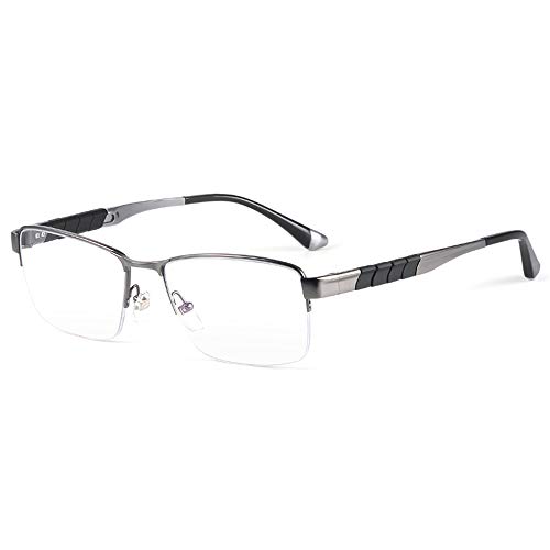 CAOXN Reine Titan-Anti-Blau-Licht-Lesebrille, Hochauflösende Anti-Ermüdungs-Gläser Für Herren Mit Optischer Harzlinse, Dioptrie 1,0 Bis 3,0,Grau,+2.00 von CAOXN