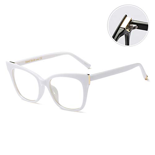 Damen Large Rahmen Cat Eye Lesebrille Arbeiten Sie Bequemen Presbyopie Weitsichtigkeit Linsen Mit Vergrößerungsgrad 100-300,Weiß,+ 2.00 von CAOXN