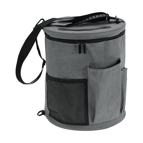 CAPASTEC 1 Set Stricktasche, Garn-Organizer-Tasche mit Schultergurt, Tragbare Aufbewahrungstasche für Garne, Erweiterbarer Garnhalter zum Häkeln, Grau von CAPASTEC