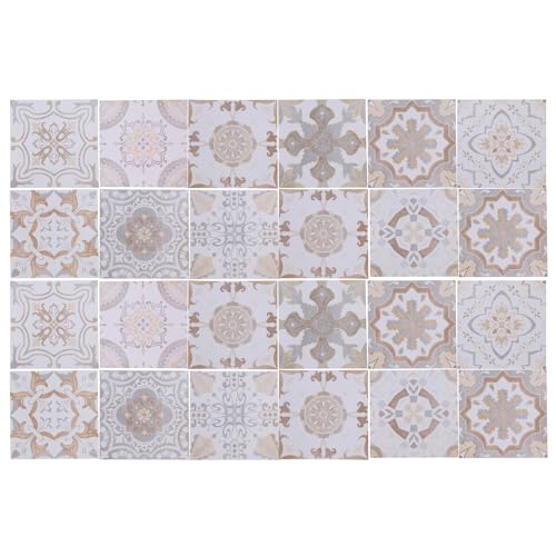CAPASTEC 24 Stück Fliesenaufkleber, PVC-Wandfliesenaufkleber, 10x10cm, Grau Braun von CAPASTEC