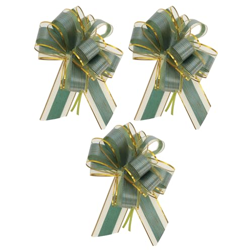 CAPASTEC 3 STK. Geschenkschleife, Ziehschleifen, Schleifen zum Geschenkverpacken, Dekorative Schleifen für Hochzeiten Geburtstage Geschenktüten Geschenkkörbe, Grün von CAPASTEC