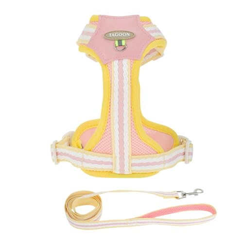 CAPASTEC Hundegeschirr No-Pull Haustiergeschirr Mit 1.4m Leine Verstellbar Reflektierendes No-Choke Haustiergeschirr Mit Einfacher Kontrollgriff Für Spaziergänge Training S Pink von CAPASTEC