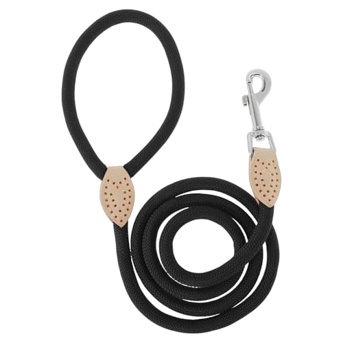 CAPASTEC Hundeleine Hundeführleine Trainingsleine Runde Geflochtene Leine Zum Spazieren Für Kleine Mittelgroße Große Hunde Schwarz 1.25m x 1.5cm von CAPASTEC