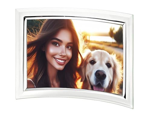 CAPESTORE Gebogener Bilderrahmen für Fotos aus konkavem Glas – Geschenkidee (Transparent, 13 x 18 cm, horizontal) von CAPESTORE