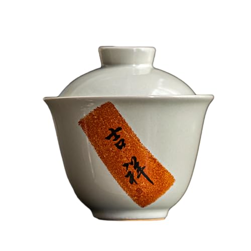 100 ml / 99.2 g chinesischer Stil Gras und Holz Asche handgeschriebene Deckelschüssel, Haushalts-Keramik-Teekocher mit Deckel – Jixiang 100 ml / 99.2 g chinesischer Stil Gras und Holz Asche handgeschriebene Deckelschüssel, Haushalts-Keramik-Teekocher mit Deckel – Jixiang von CAPIJIONG
