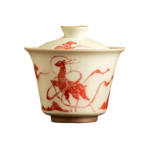 185 ml handbemalte Deckelschüssel, Keramik, Kung-Fu-Teetasse – Er Cai Deckelschüssel [einfach] von CAPIJIONG