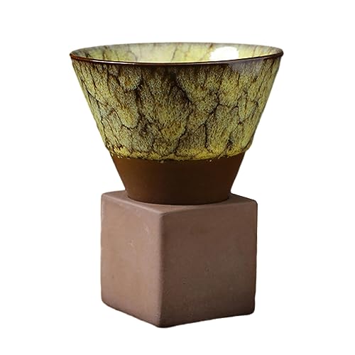 200 ml Retro-Keramik-Trichter-Tasse, Mikrowellenofen, kann für kreative Kaffeetasse mit Boden verwendet werden, Gelb von CAPIJIONG