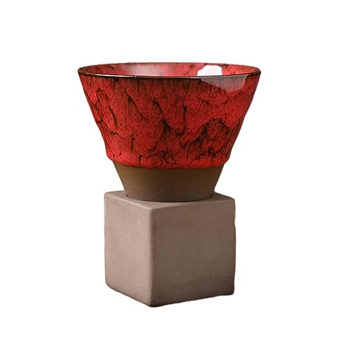 200 ml Retro-Keramik-Trichter-Tasse, Mikrowellenofen, kann für kreative Kaffeetasse mit Boden verwendet werden, rot von CAPIJIONG