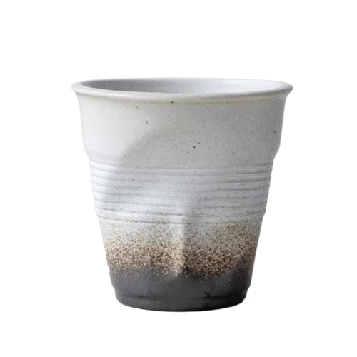 200 ml zerknitterte grobe Keramik-Kaffeetasse mit kreativem unregelmäßigem Design, weiß von CAPIJIONG