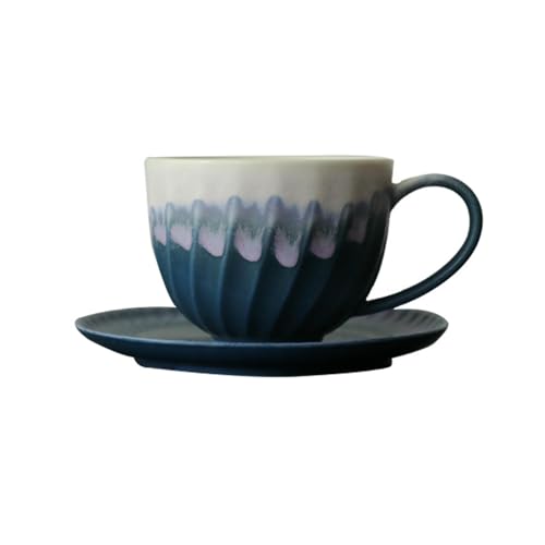 250 ml chinesische einfarbige Kaffeetasse mit Retro-Farbverlauf, Keramikperlenmuschel – Traumviolette Tasse + Untertasse von CAPIJIONG