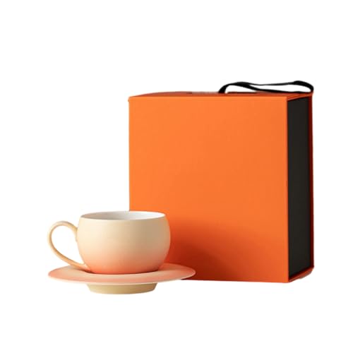260 ml Kaffeetasse im chinesischen Stil, einfarbig, einfach und zart, hochtemperaturbeständig, Keramik, schrittweiser Wechsel, romantisches Rosa [Box] von CAPIJIONG