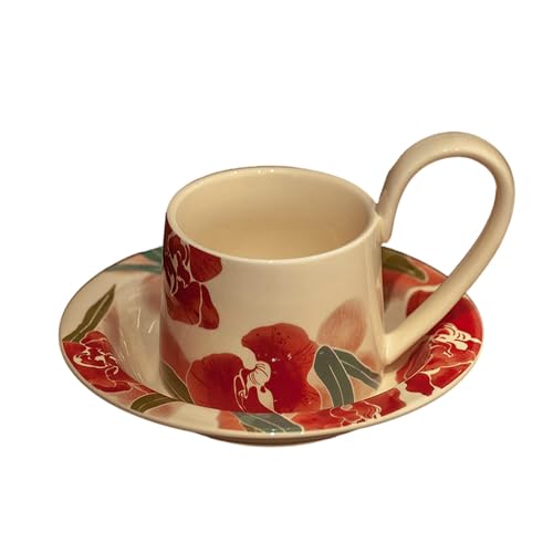 270 ml Retro Persönlichkeit Keramik Mark Cup Trinkwasser Zuhause Paar Kaffeetasse – Rot von CAPIJIONG