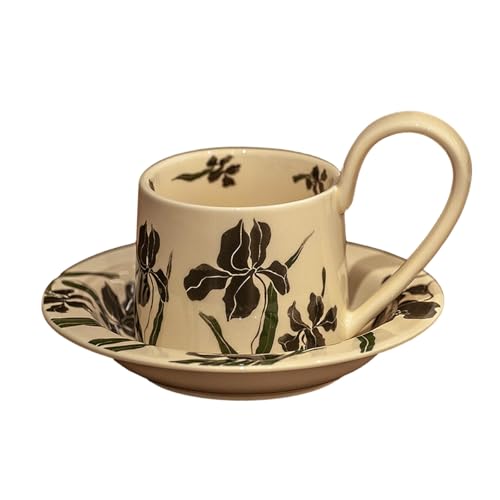 270 ml Retro Persönlichkeit Keramik Mark Cup Trinkwasser Zuhause Paar Kaffeetasse – Schwarz von CAPIJIONG