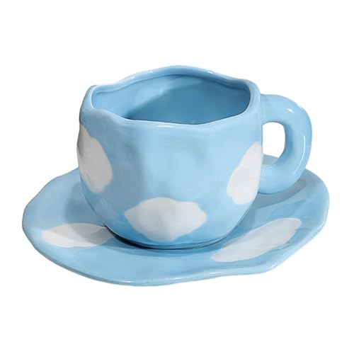 300 ml kreative personalisierte Keramiktasse mit niedlichem Mädchen, Kaffeetassen-Set, blauer Himmel und weiße Wolke, hell B-201-300 ml von CAPIJIONG