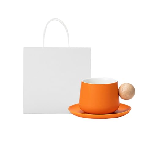 320 ml Keramiktasse im nordischen Stil, schlichtes Design, zarte Keramiktasse – Orange + Box von CAPIJIONG