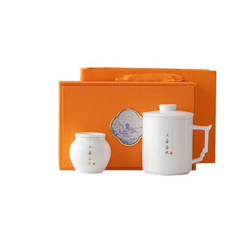 350 ml Schaf Fat Jade, persönliche, handgeschriebene Keramiktasse – Tasse + Teedose, Shang Shan Ruo Shui [Box] von CAPIJIONG