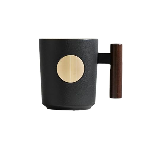 440 ml Home Holzgriff Bronze Mark Cup Merchandise Holzgriff Keramik Wasserbecher - Schwarz von CAPIJIONG