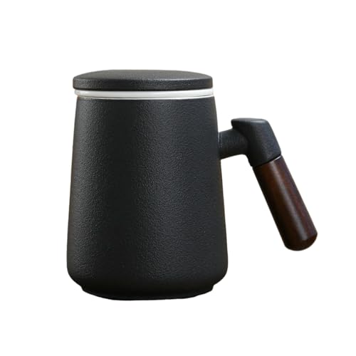 450 ml Haushalts-Holzgriff Innentopf Keramiktasse Teetrennung Teeservice – Schwarz von CAPIJIONG