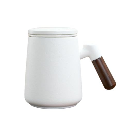 450 ml Haushalts-Holzgriff Innentopf Keramiktasse Teetrennung Teeservice – Weiß von CAPIJIONG