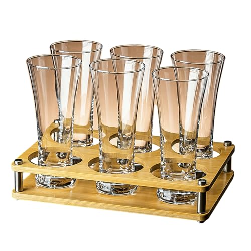 6 Stück – Dickes Glas im europäischen Stil, kreative Persönlichkeit, exquisites Handwerk, spezielle Tasse – 330 ml Taille + Getränkehalter von CAPIJIONG